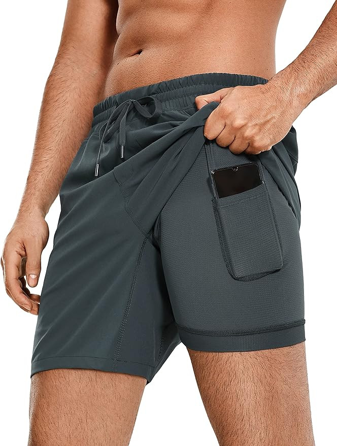 CRZ YOGA Men's 2 in 1 Running Shorts with Liner 7''/9'' Quick Dry Workout Sports Athletic Shorts ... | Amazon (US)