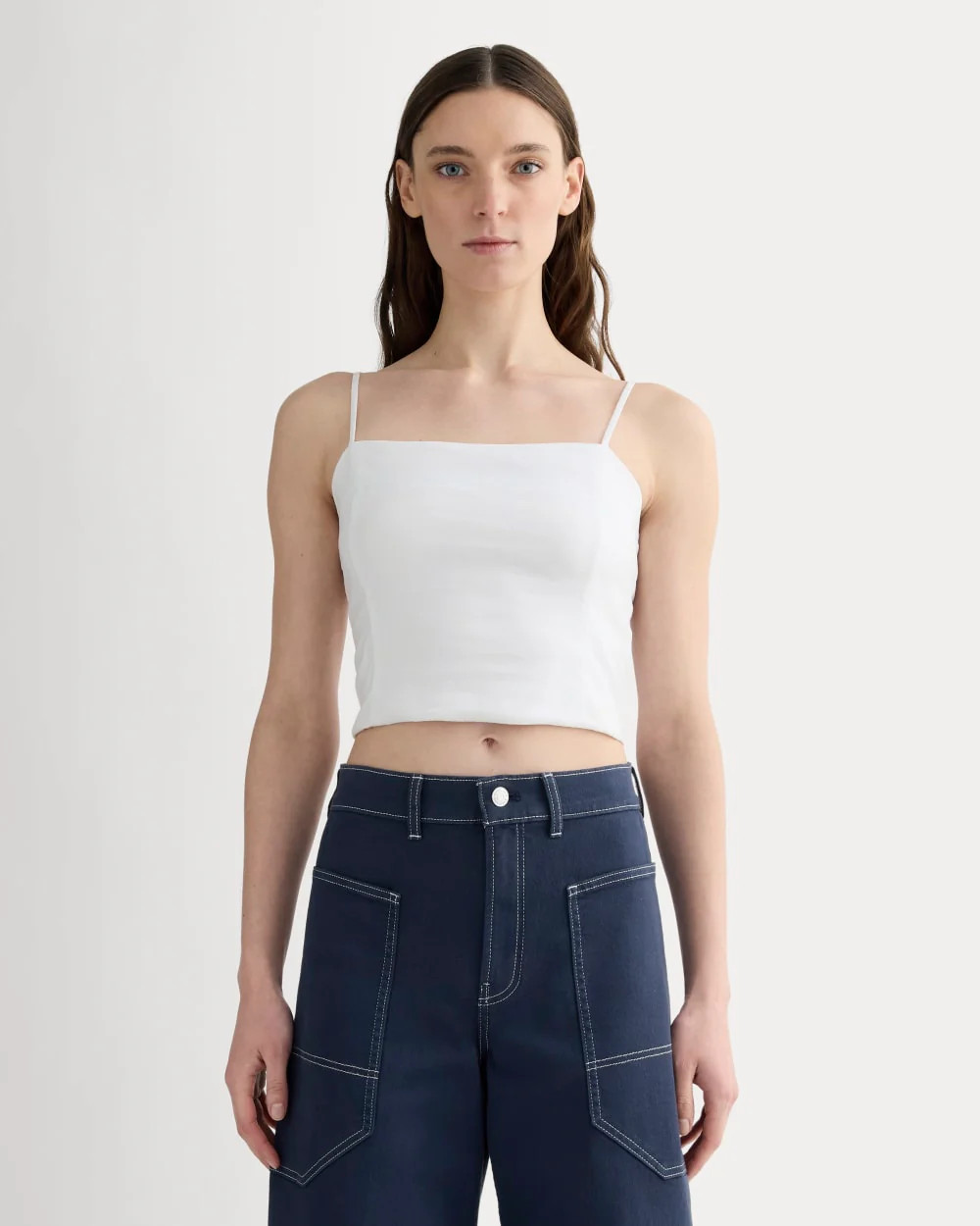 The Seamed Top in Stretch Linen | White | Everlane