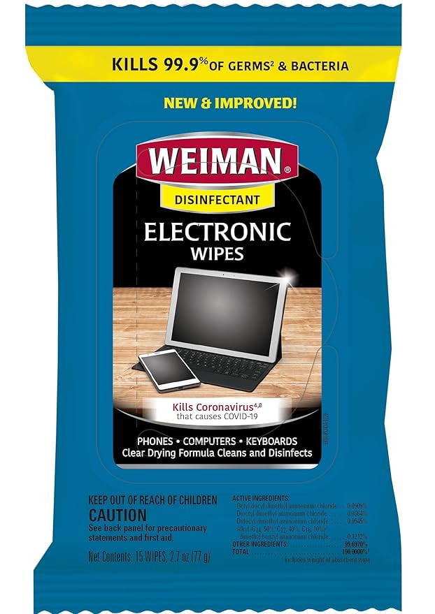 Weiman Disinfecting Electronic Wipes - Safely Clean Your Screen, Laptop, Computer, TV, Equipment-... | Amazon (US)