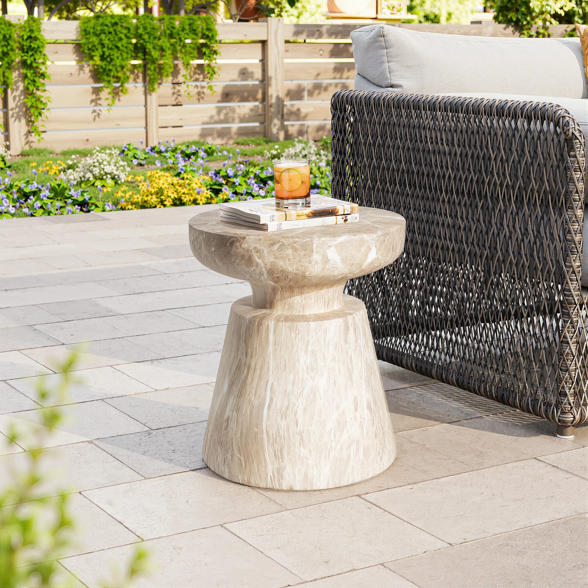 Skylar Outdoor Contemporary Pedestal Mgo Side TableByWrought Studio™4.2Rated 4.2 out of 5 stars... | Wayfair North America