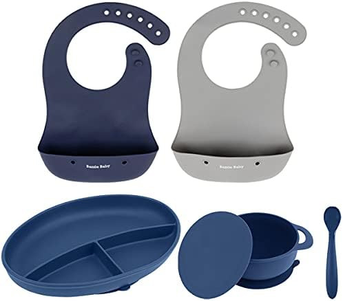 Anchor Feeding Set by Bazzle Baby, Strong Suction, BPA Free Silicone, Divided Design, 3 to 36 Mon... | Amazon (US)