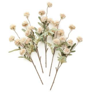16 in. 5pcs Faux Silk Pompon Mum Artificial Flowers Beige Mini Chrysanthemums with Stems for DIY ... | The Home Depot
