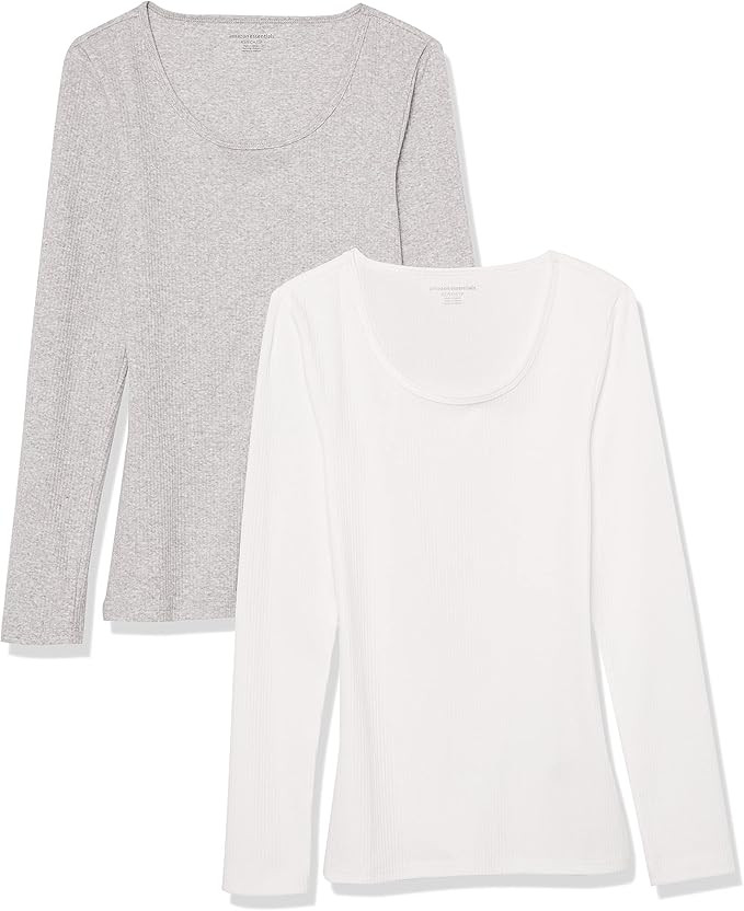 Amazon Essentials Women's Slim-Fit Scoop Neck Rib Sweater (Available in Plus Size), Pack of 2 | Amazon (US)