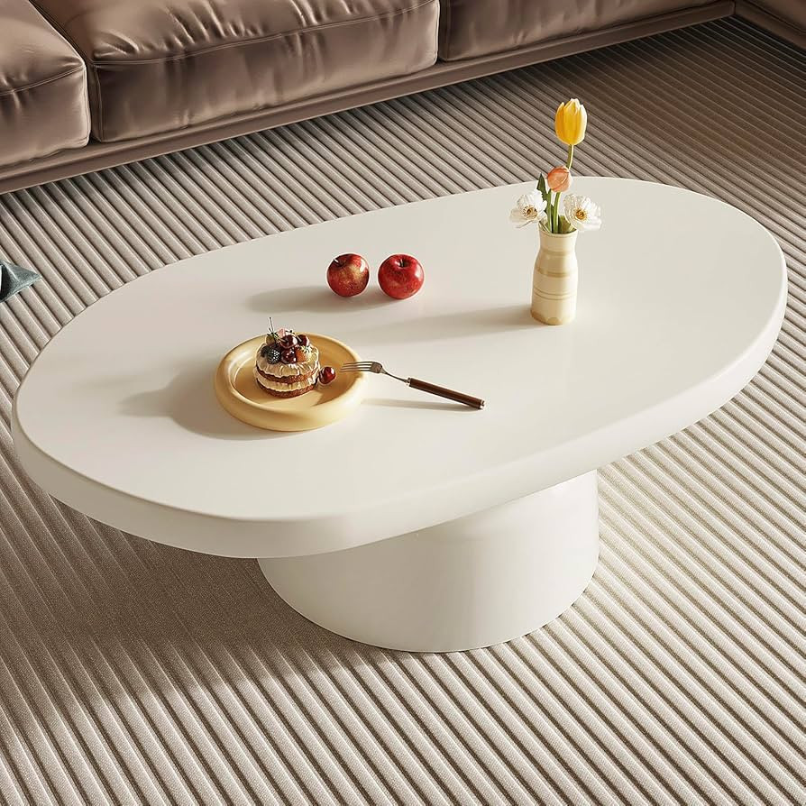 QEZEOM Oval Coffee Table, Farmhouse Living Room Tea Table, Minimalist Mid Century Modern Conical ... | Amazon (US)