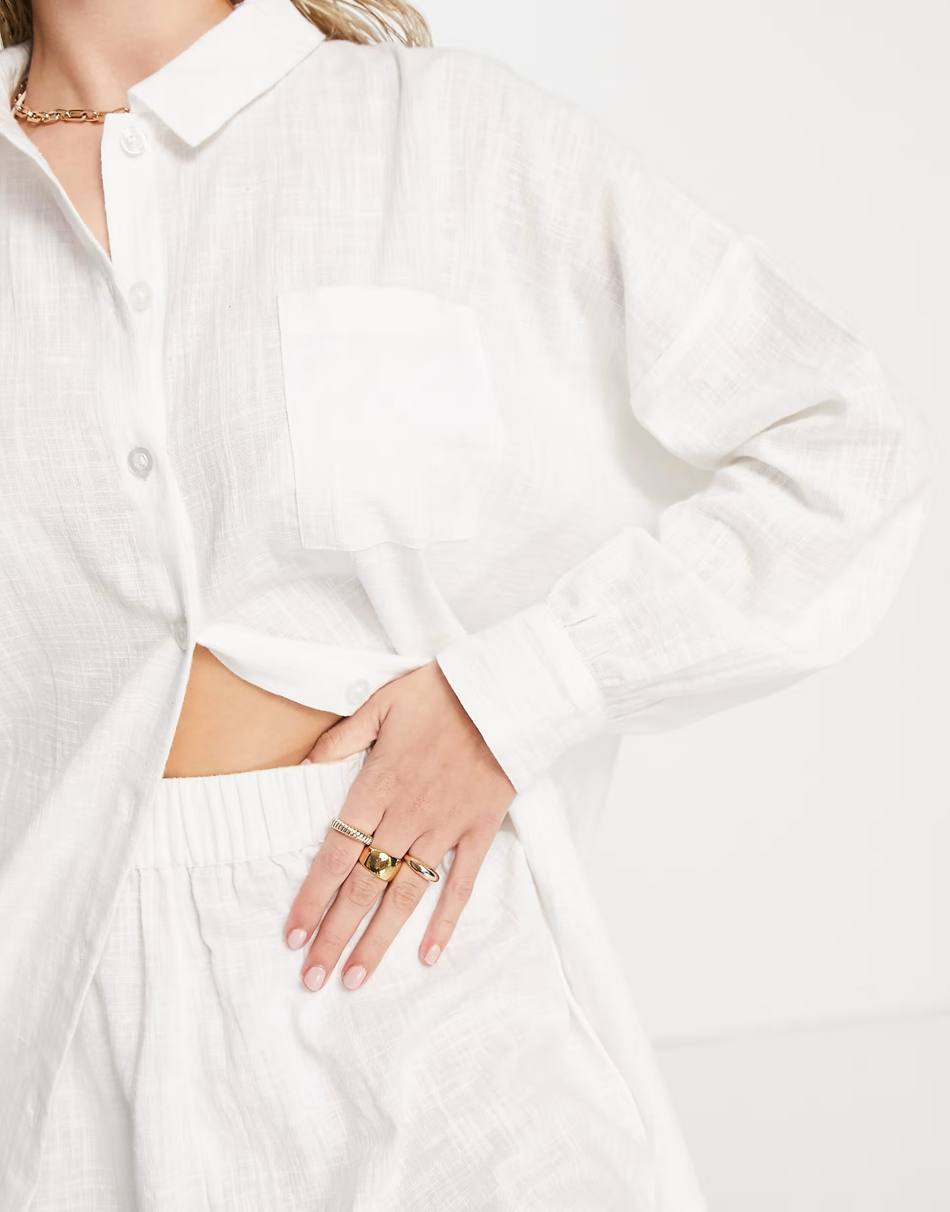 ASOS DESIGN oversized natural beach shirt in white | ASOS (Global)