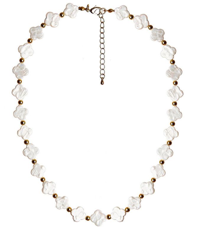 White Natural Lana  with Gold Beaded Necklace | Lisi Lerch Inc