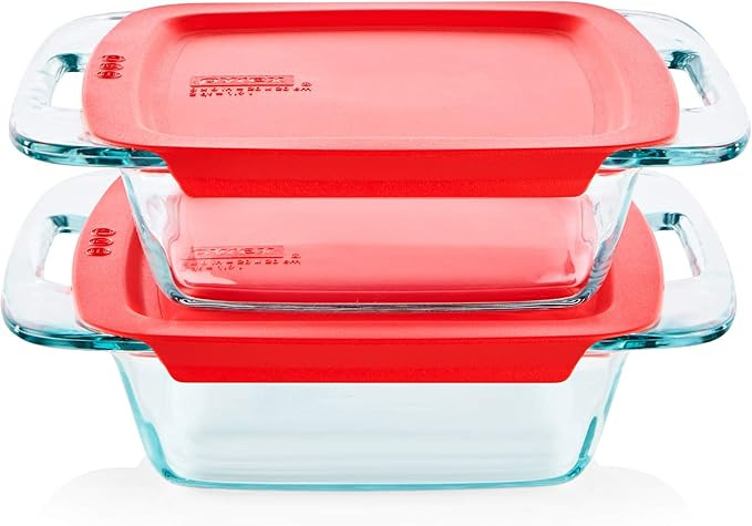 Pyrex Easy Grab Baking Dish with lid Food Storage, 8" x 8" | Amazon (US)