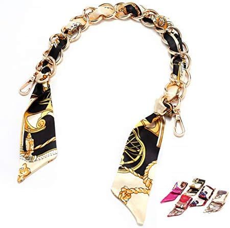 Elegant Silk Scarf Metal Purse Handle Strap Handbag Chains Replacement Accessories Decoration (Gold) | Amazon (US)