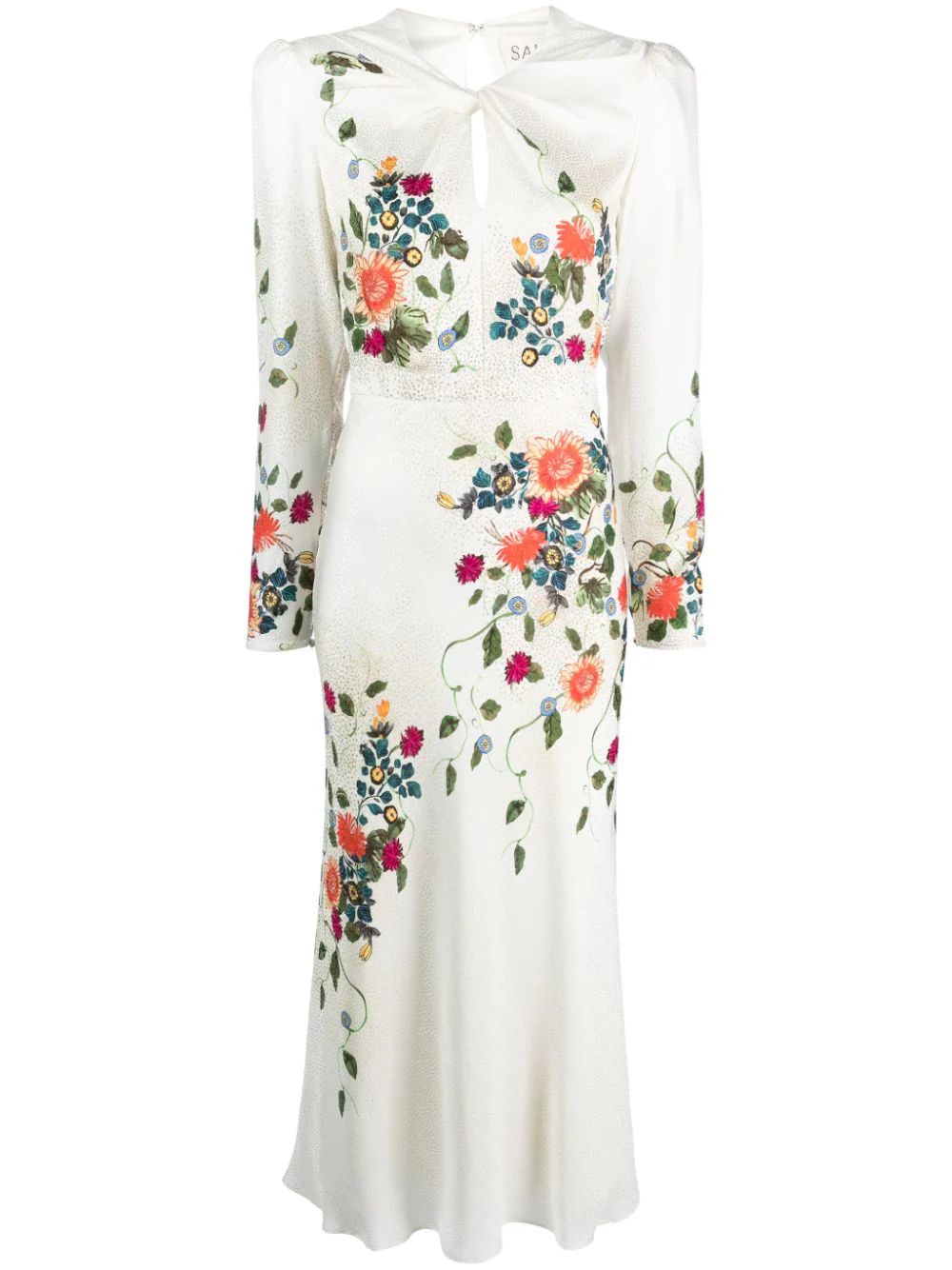 Saloni Claudia flora-print Silk Dress - Farfetch | Farfetch Global