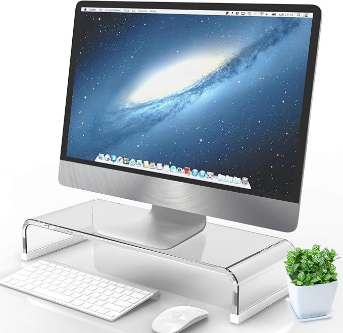 Richboom Clear Acrylic Monitor Stand with Silicone Anti-Slip Case, Monitor Riser 20.5 x 8 x 3.5 i... | Amazon (US)