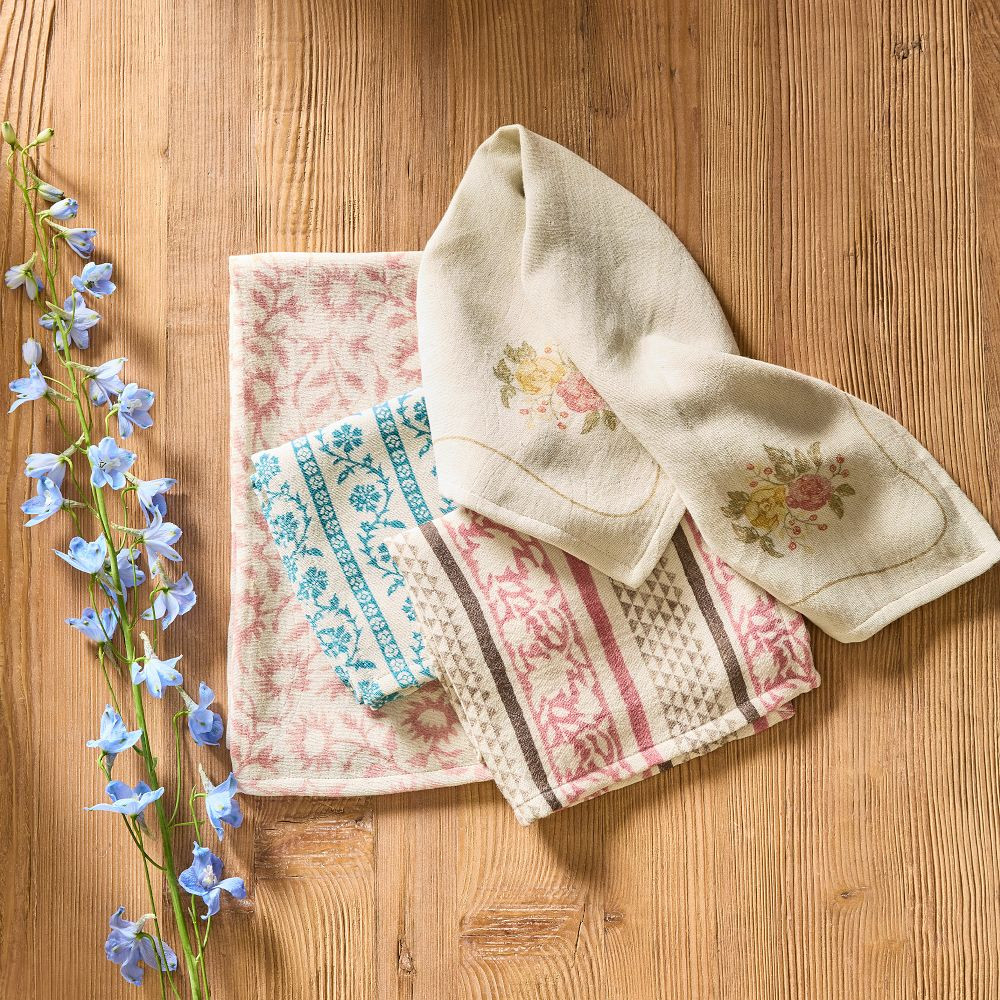 Floral Jacquard Kitchen Towels, Set of 4 | GreenRow