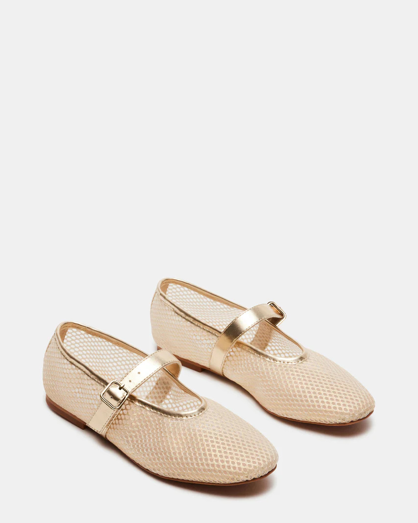 DREAMING Gold Mesh Mary Jane Ballet Flat | Women's Designer Shoes | Steve Madden (Canada)