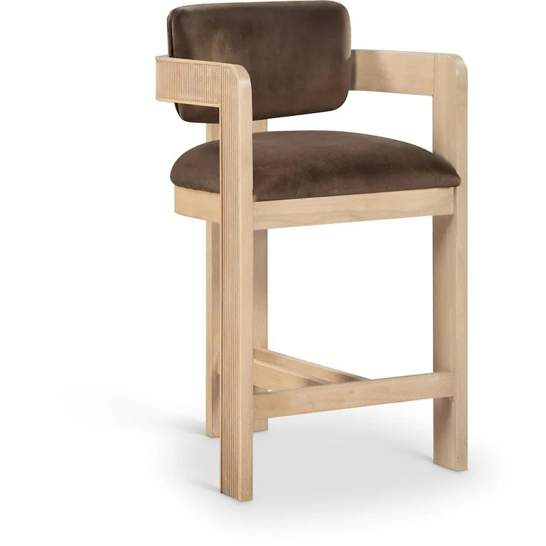 Meridian Furniture Sacha Brown Velvet Stool | Walmart (US)