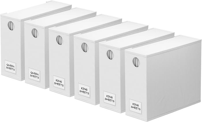 SpaceAid 6 Pack Bed Sheet Organizers and Storage, Foldable Sheet Organizer with Window for Linen ... | Amazon (US)
