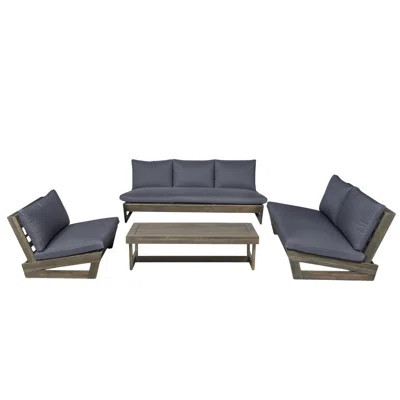 Louise Acacia 4 - Person Patio Conversation Set with Cushions | Wayfair North America