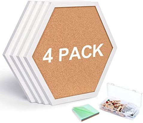 SVOPY Cork Bulletin Board Hexagon White, Small Framed Corkboard Tiles for Wall, Thick Decorative ... | Amazon (US)