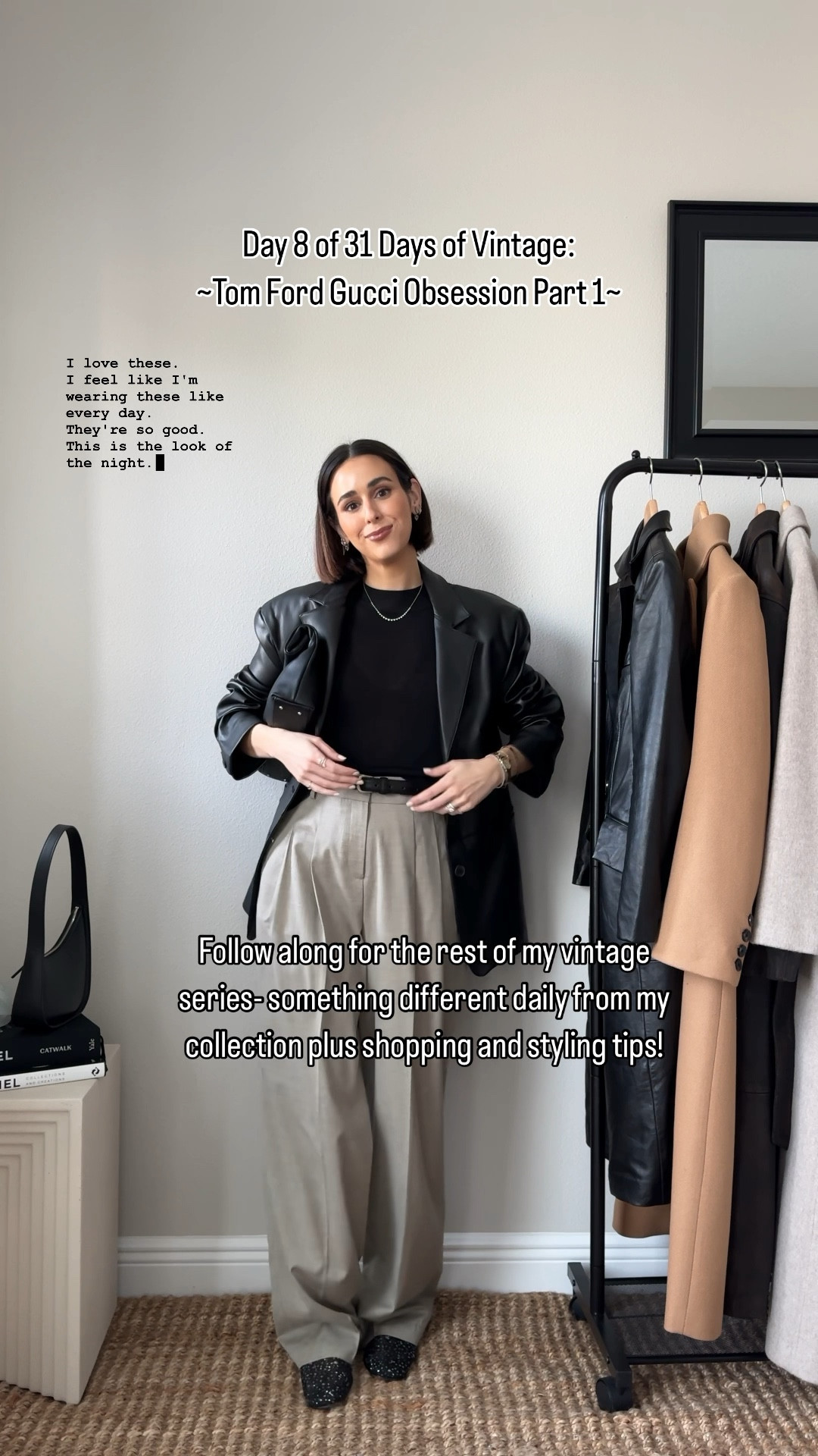 🎥Day 8 of 31 Days of Vintage Series: My Tom Ford Gucci Era Obsession Part 1 (I’m not sure how many parts there will be until the end of the month because I can’t stop myself getting more… at least 3 or 4)

Outfit Details:
Crop Top: Vintage Tom Ford Gucci Spring Summer 1996
Trousers: The Frankie Shop
Mesh Ballet Flats: Emme Parsons 
Blazer: DeRococo
Belt: Janessa Leone 
Bag 1: Studio Amelia
Bag 2: The Row Half Moon Bag 

Jewelry: 
Colored Stone Bracelet: Jia Jia Jewelry
Vintage Hermes Watch
Diamond bracelet and necklace: Ring Concierge
Earrings: Dorsey

👉🏽Follow me @modeetchien for more vintage & luxury handbags, daily outfit inspiration, and helpful styling tips! 

vintage style, luxury style, fashion style tips, how to style vintage, how to wear vintage, how to style, how to shop, styling tips, daily outfit inspiration, ootd, shopping tips, secondhand shopping, vintage shopping, mesh ballet flats, vintage luxury, vintage top, Tom ford for Gucci 

#vintageshopping #vintagefinds #howtoshopvintage #shoppingtips #shoppingadvice #ootd 
#Secondhandfashion #vintagestyle #vintagedesigner #stylechallenge #dailyoutfitinspo #designerfinds #howtostyle #outfitinspiration 
#handbaglover #handbaglovers #tomfordgucci #tomford #gucci #vintagegucci #guccirunway #fashionarchive #90sfashion #datenightoutfit #grwm 

#LTKitbag #LTKshoecrush #LTKstyletip