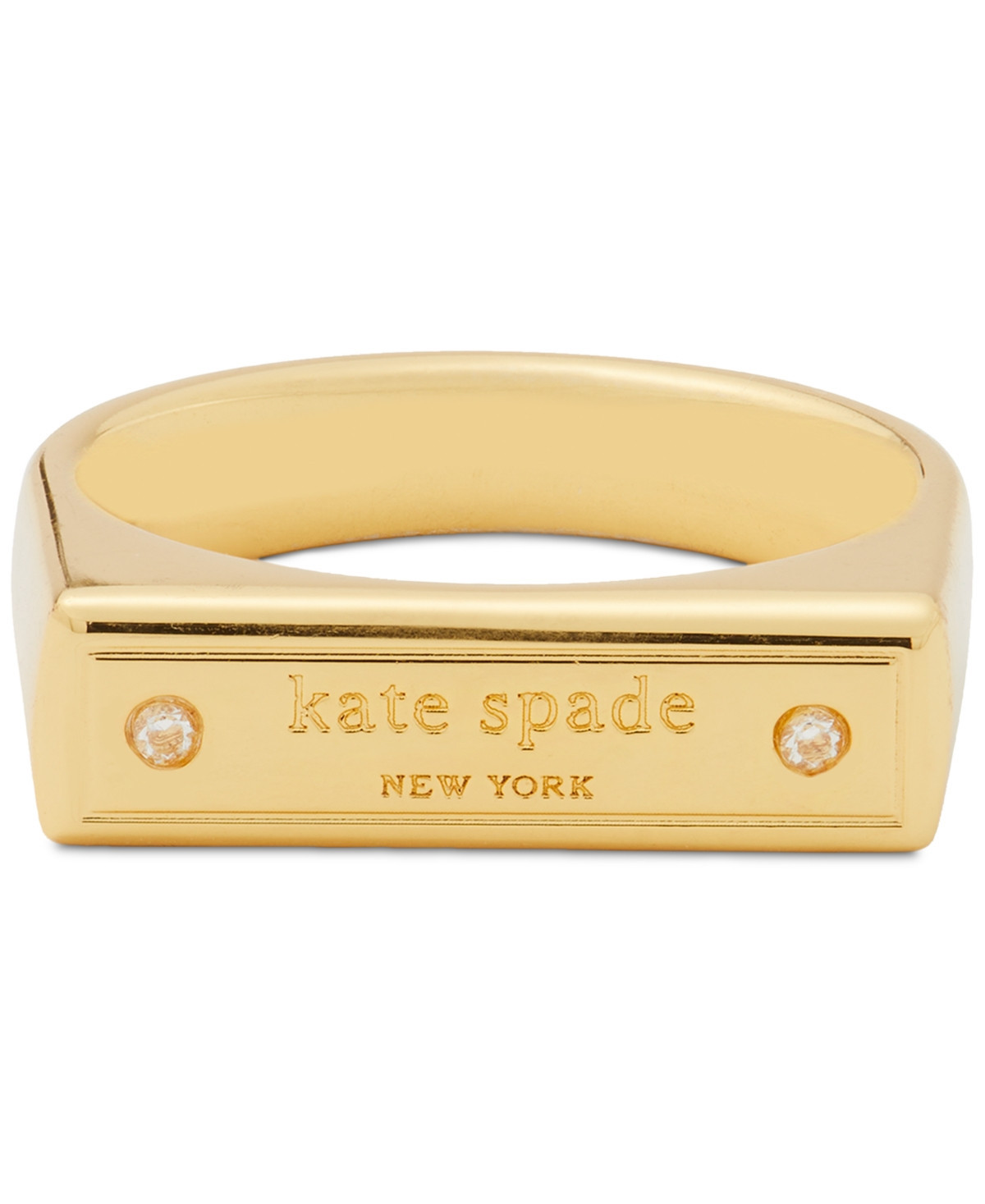 Kate Spade New York Gold-Tone Pave Logo Bar Ring - Clear/gold | Macy's AU | APAC