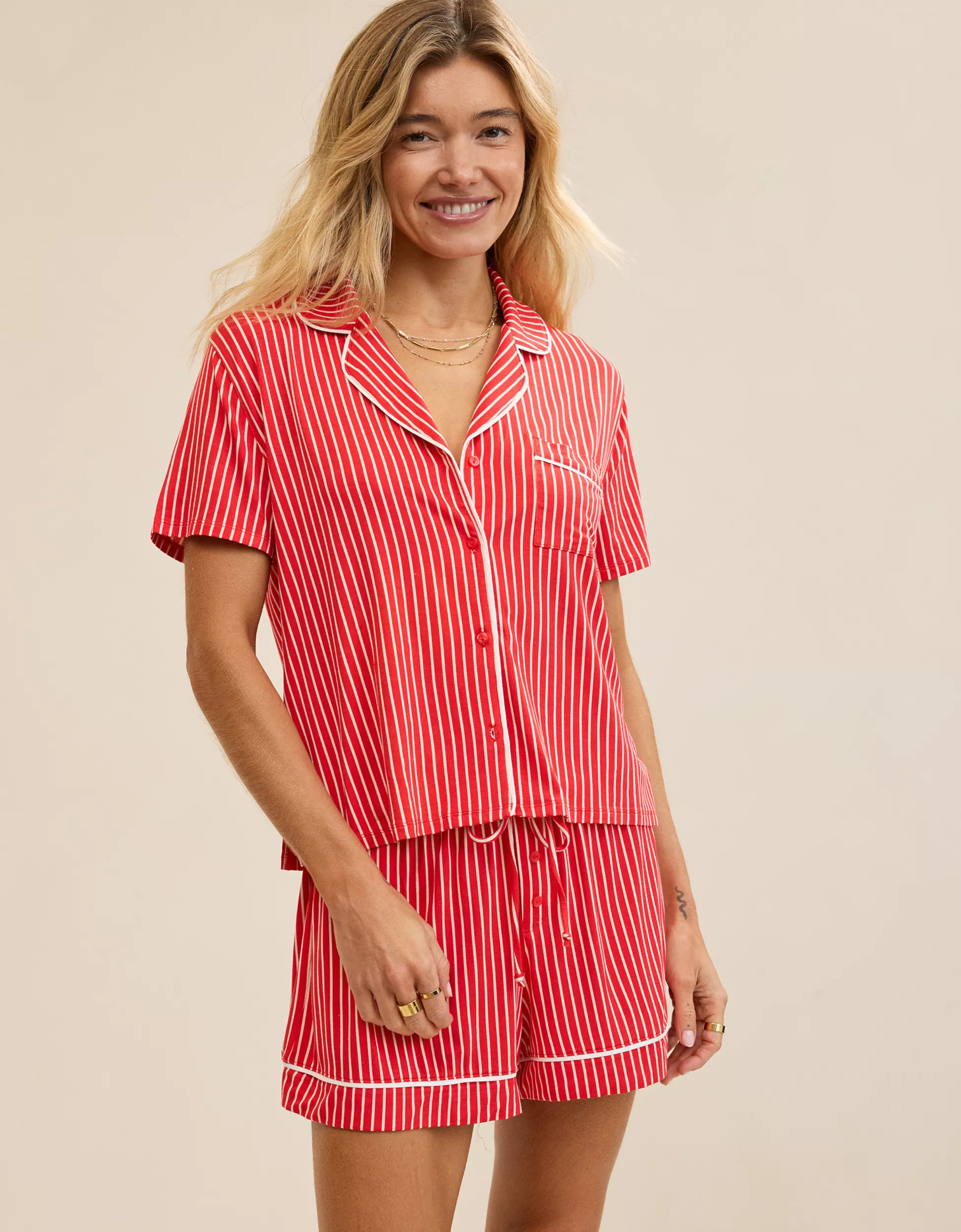 Aerie Real Soft® Piping PJ Set | Aerie