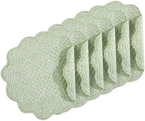 HOMBYS Quilted Placemats Set of 6 Washable Round Placemats for Kitchen Table-100% Cotton Fabric 1... | Amazon (US)