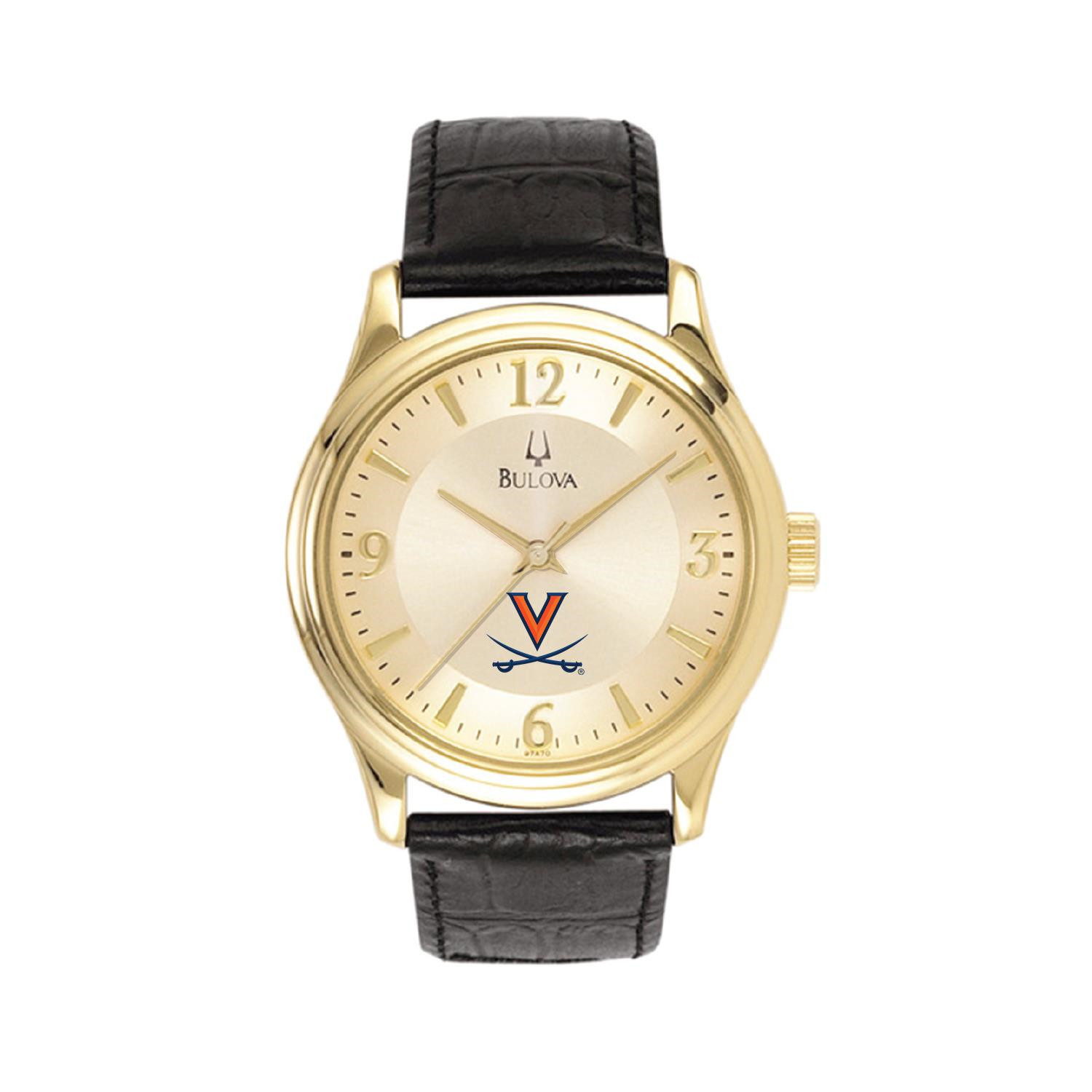 Men's Gold/Black Virginia Cavaliers Stainless Steel Watch with Leather Band | Fanatics