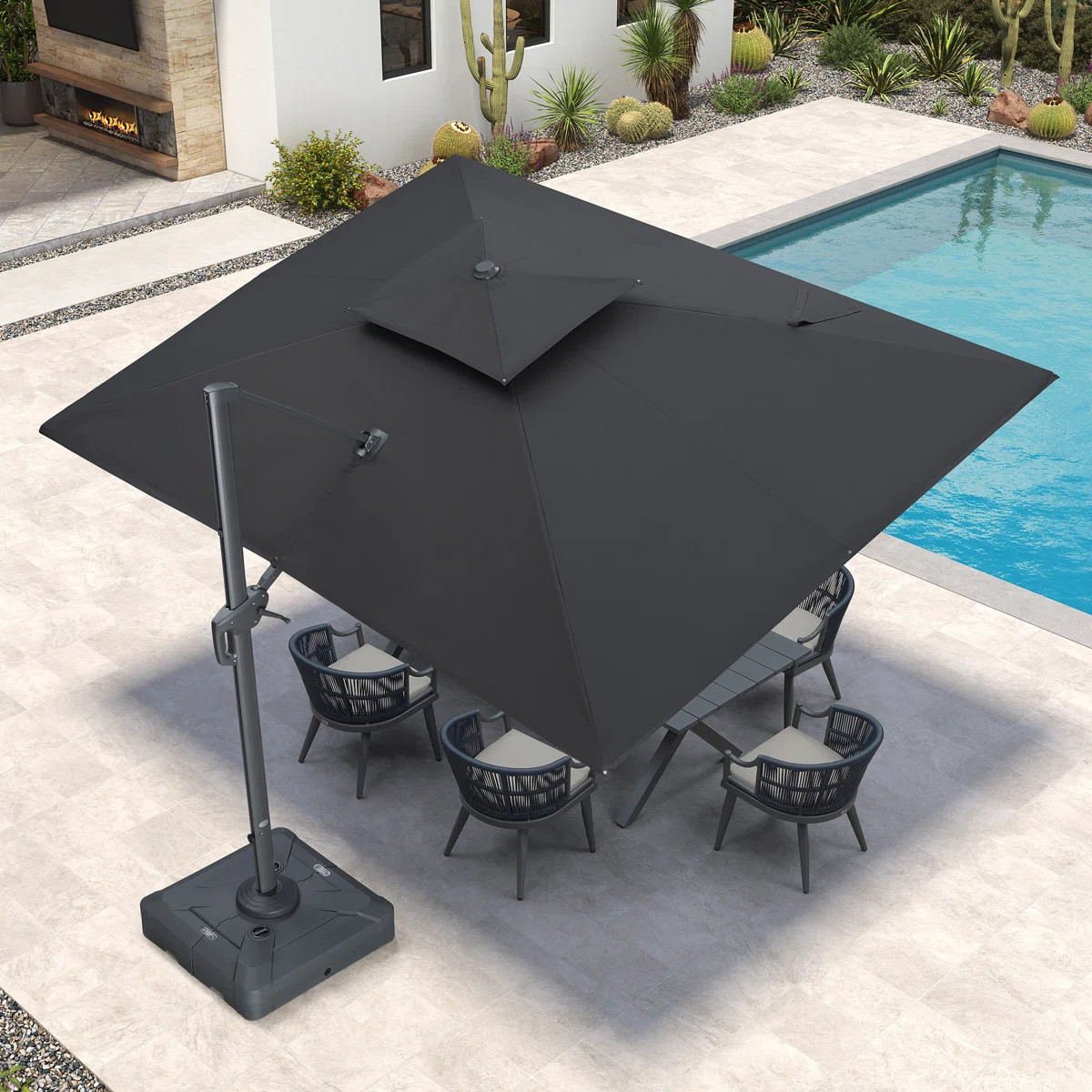 9' X 12' Double Top Rectangle  Cantilever Patio Umbrella,Dark Gray | Wayfair North America