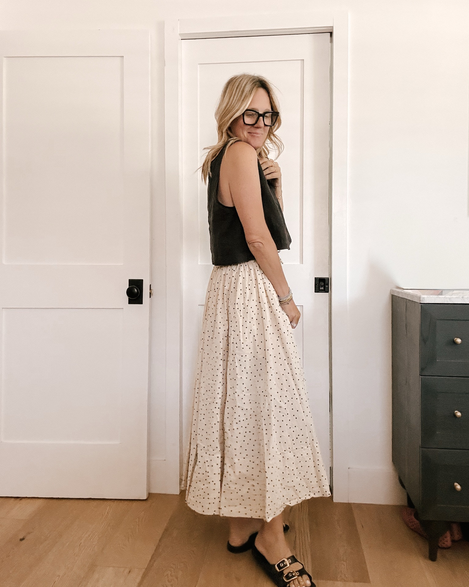 One skirt, four outfits 🤍

This polka dot maxi skirt has been the most versatile piece in my closet lately. Styled with a black tank, striped knit tee, smocked top, sneakers, sandals, and flats. Perfect for summer outfits, vacation style, resort wear, casual mom outfits, date night looks, and elevated everyday style.

If you’ve been in a fashion rut, start with one great piece and see how many ways you can wear it.

#LTKStyleTip #SummerStyle #MaxiSkirt #PolkaDotSkirt #VacationOutfits #MomStyle #CasualChic #ResortStyle #EverydayFashion #RentTheRunway #NeutralStyle #CoastalStyle #SummerWardrobe

#LTKdayinmylife #LTKmomlife #LTKOver40
