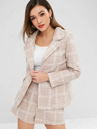 Plaid Blazer and Shorts Set | ZAFUL (Global)