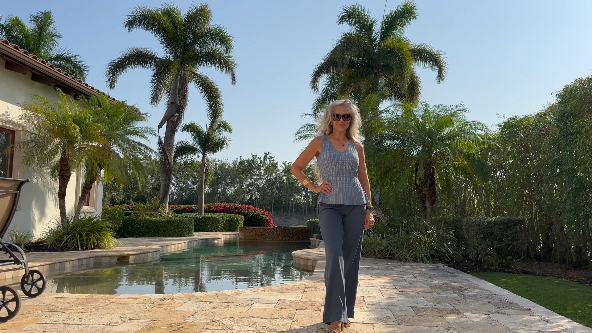 A fabulous shade of blue and SO comfortable…. One of those outfits you need in every color! This top is so feminine and flirty!  The pants are pull on flat front wide leg.. love them! Ring and cuff Dean Davidson ( use code Tammy25 to save) 

#LTKFind #LTKcurves #LTKstyletip