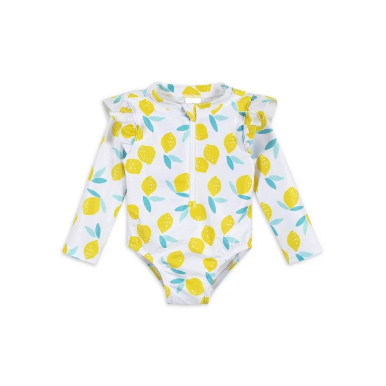 Gerber Baby & Toddler Girl One Piece Long Sleeve Swimsuit Rash Guard with UPF 50+ (0/3M - 5T) | Walmart (US)