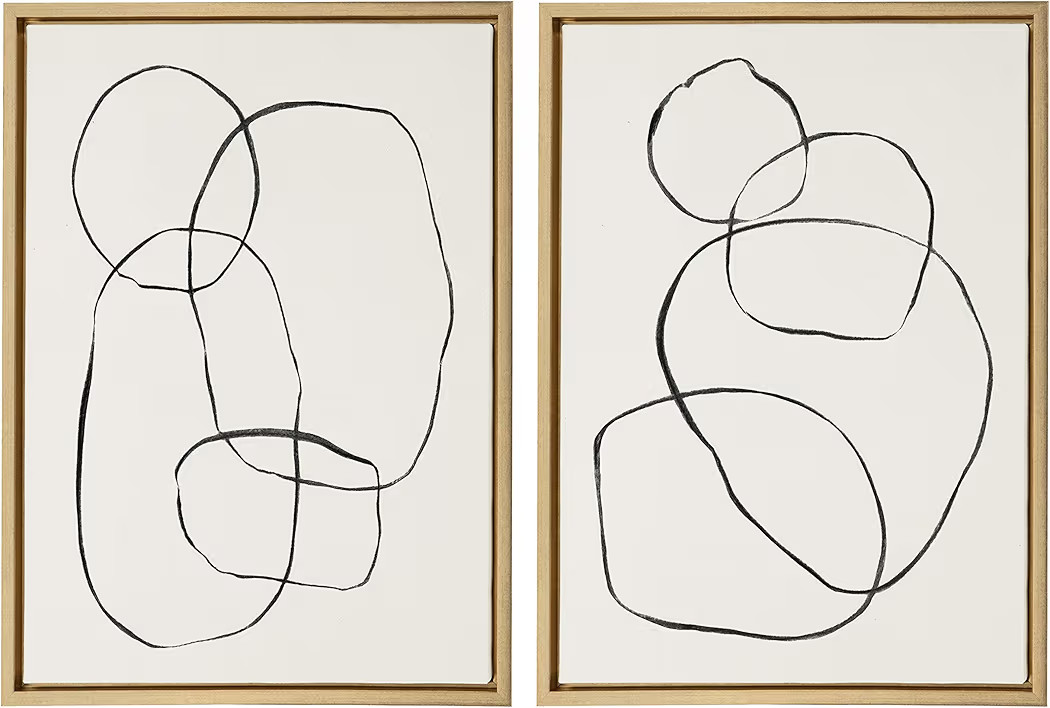 Kate and Laurel Sylvie Modern Circles and Going in Circles Framed Linen Textured Canvas Wall Art ... | Amazon (US)