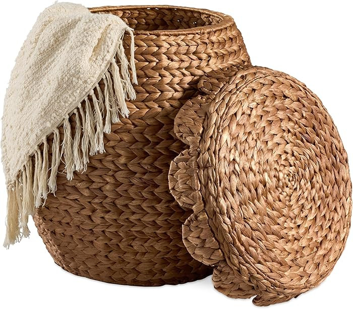 Best Choice Products Scalloped Multipurpose Hyacinth Storage Basket, Plant Décor, Handwoven Orga... | Amazon (US)