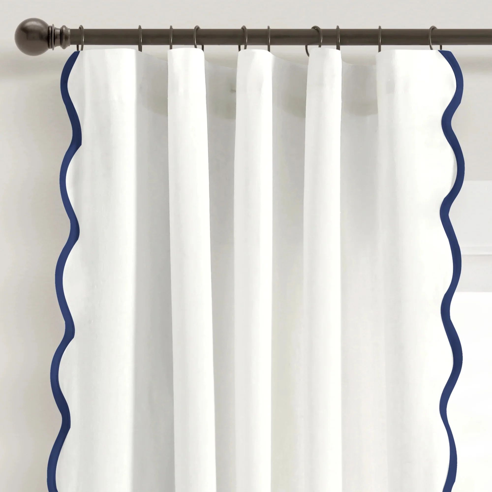 Lush Decor Coastal Chic Scallop Edge Window Curtain Panels Navy/White 52X84 Set - Walmart.com | Walmart (US)