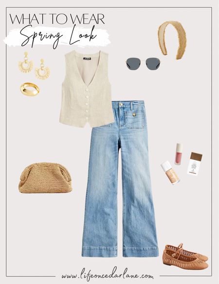 What to wear- spring look! Love this entire look from J. Crew! These denim trousers are perfect for spring & loving the ballet flats!

#jeans #springoutfit 

#LTKfindsunder100 #LTKstyletip #LTKSeasonal