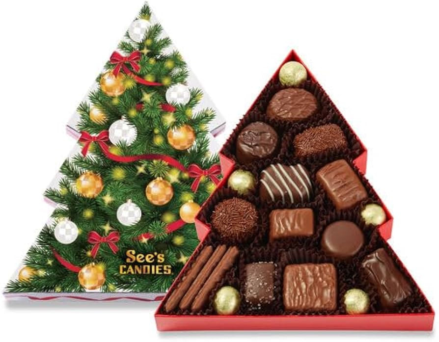 See’s Candies Oh Christmas Tree Chocolate Gift Box, Milk and Dark Chocolate Assortment, Holiday... | Amazon (US)