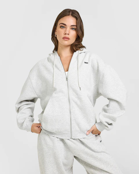 Foundations Zip Through Hoodie 
 Light Grey Marl | Oner Active (UK / US)