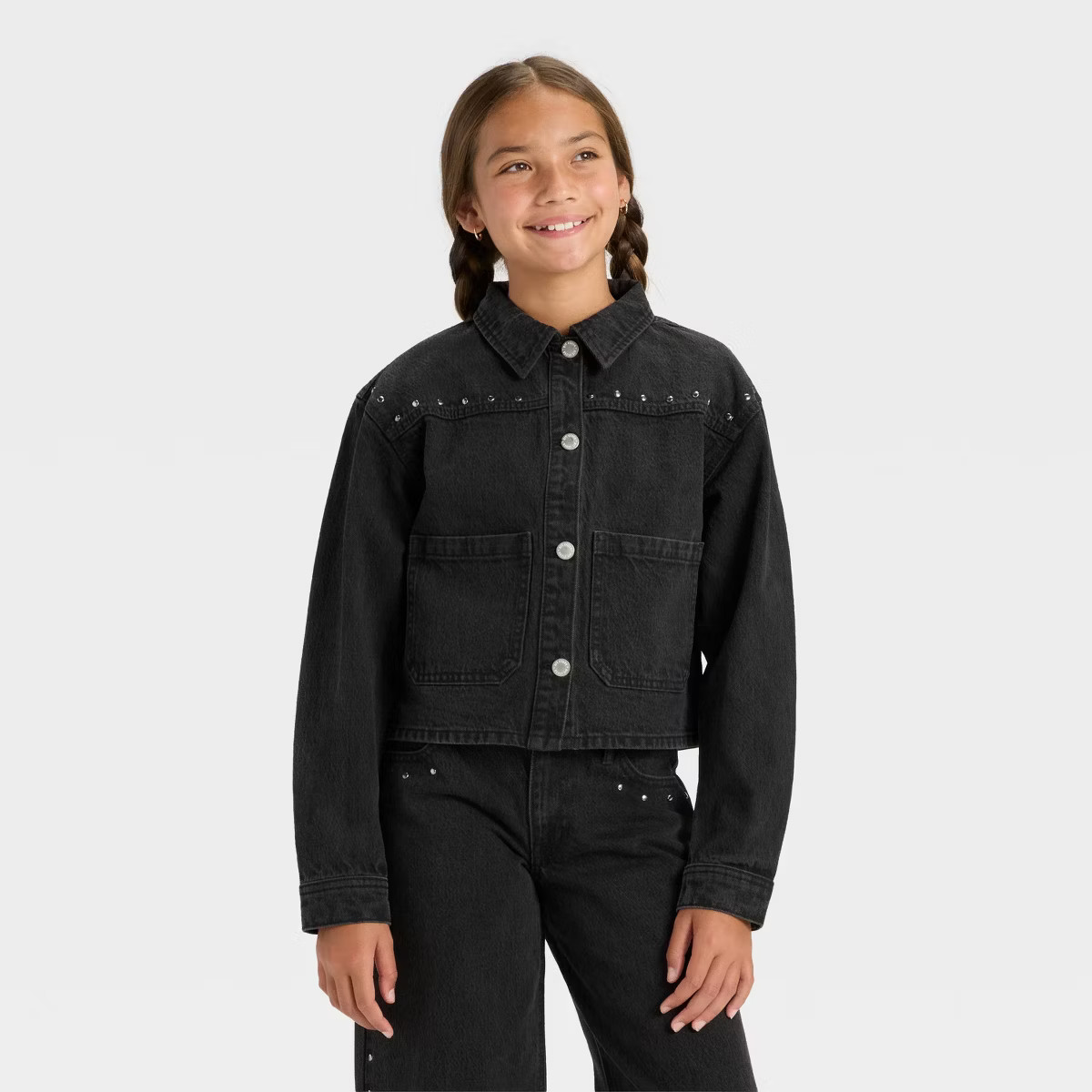 Girls' Denim Jacket - art class™ Black Wash | Target