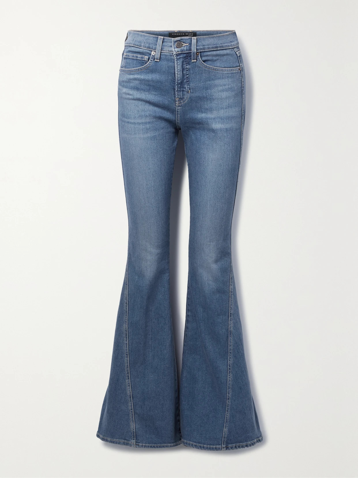 Veronica Beard - Sheridan Paneled High-rise Flared Jeans - Blue | NET-A-PORTER (US)