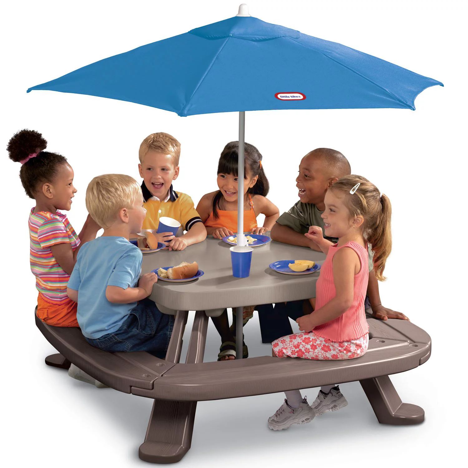 Little Tikes Outdoor Fold 'n Store Kids Picnic Table Toy with Market Umbrella - Walmart.com | Walmart (US)