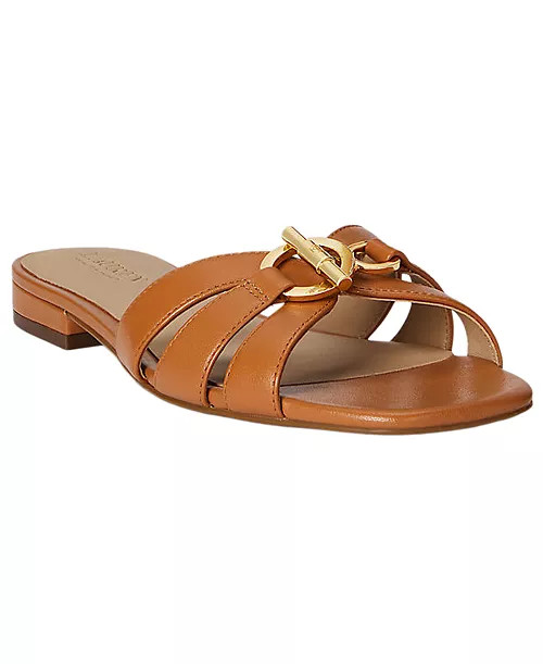 Lauren Ralph Lauren Women's Blaike Cross-Dyed Canvas Slide Sandals - Macy's | Macy's