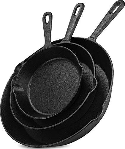 Utopia Kitchen Pre-Seasoned Cast Iron Skillet Set 3-Piece - 6 Inch, 8 Inch and 10 Inch Cast Iron ... | Amazon (US)
