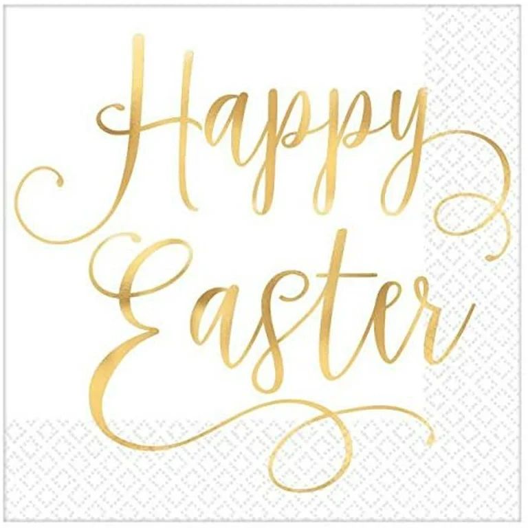 Happy Easter Holiday Party Hot-Stamped Luncheon Napkins | Walmart (US)
