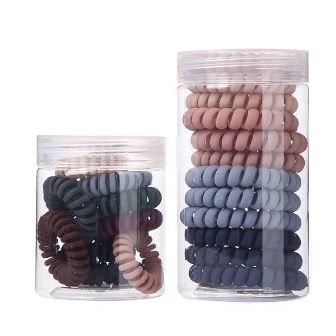 WECTORY 2Packs (22Pcs) New 6 Colors Mixed Spiral Hair Ties, Coil Hair Ties, Phone Cord Hair Ties,... | Amazon (US)