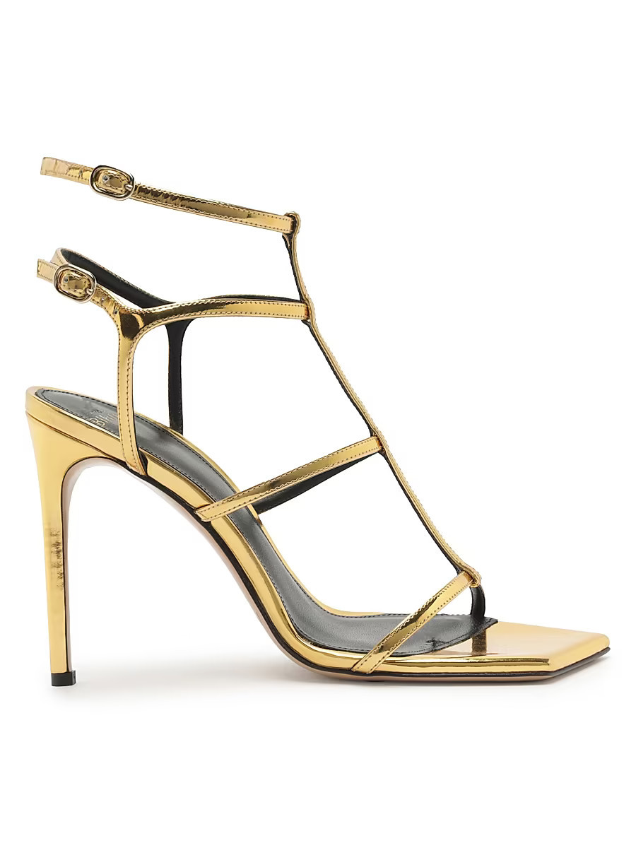 Women's Amanda 100MM Patent Leather Sandals - Golden - Size 9.5 | Saks Fifth Avenue