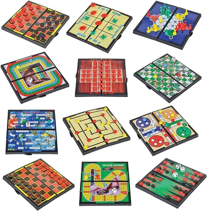 Gamie Small Magnetic Board Travel Game Set - Includes 12 Retro Fun Games - 5 Inch Compact Design ... | Amazon (US)