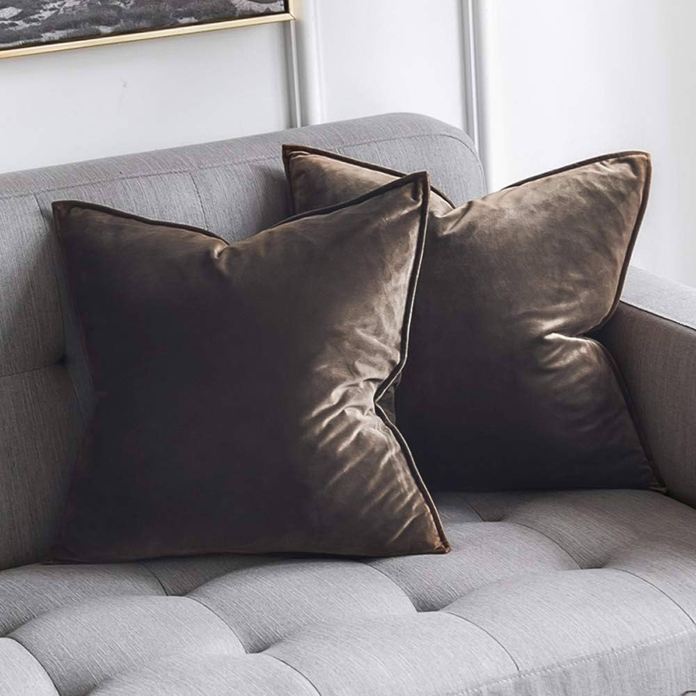 MIULEE Pack of 2 Decorative Velvet Throw Pillow Cover Soft Pillowcase Solid Square Cushion Case f... | Amazon (US)