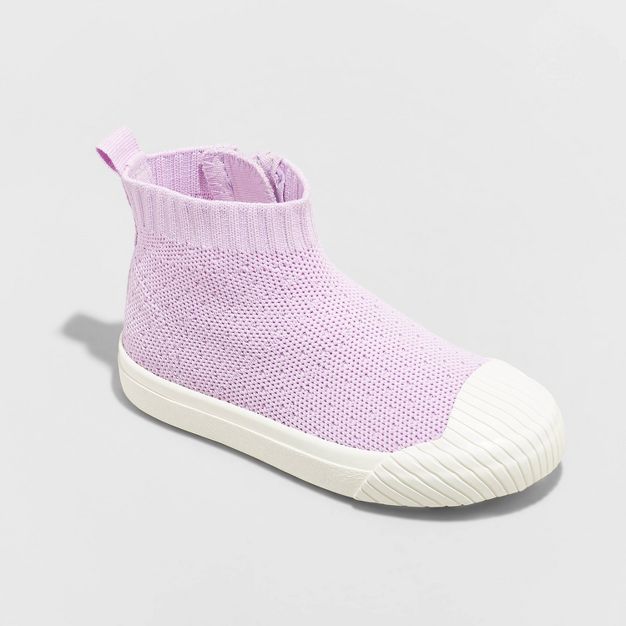Toddler Girls' Leslie Zipper Slip-On Sneakers - Cat & Jack™ Purple | Target