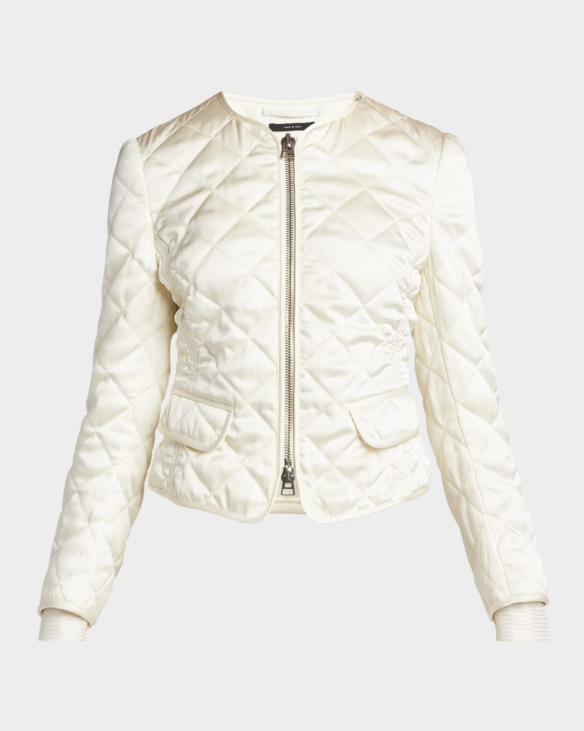 Quilted Silk Zip Jacket | Neiman Marcus