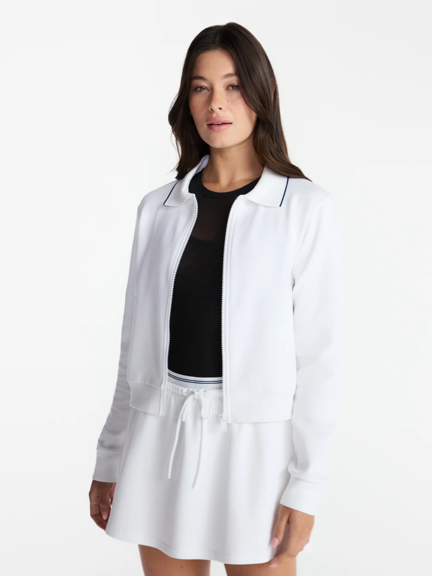 Avia Women's and Women's Plus Zip Front Pique Knit Jacket, Sizes XS-4X - Walmart.com | Walmart (US)