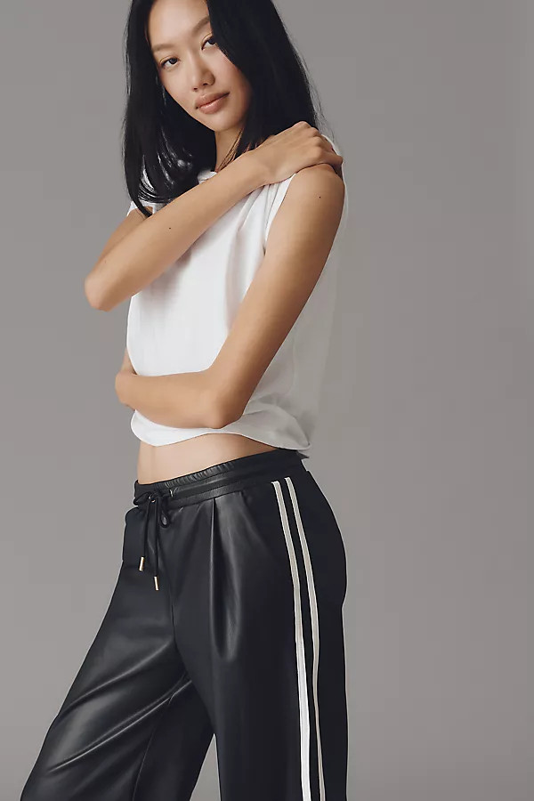 Faux Leather Wide-Leg Track Pants | Anthropologie (US)